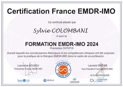 Le Diplome en EMDR du Dr Sylvie COLOMBANI