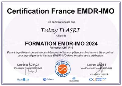 Le Diplome Officiel en EMDR de Tulay ELASRI